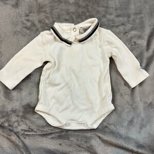 Armani Baby Newborn White Polo Stripe Collar Onesie Bodysuit Shirt 1 month 0-363